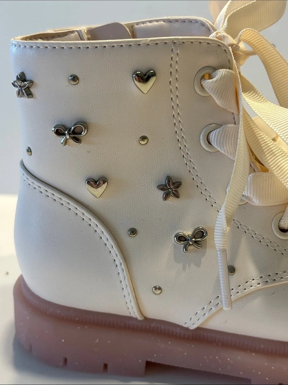 Cat & Jack Toddler Amaya Lace-Up Combat Boots in Ivory
